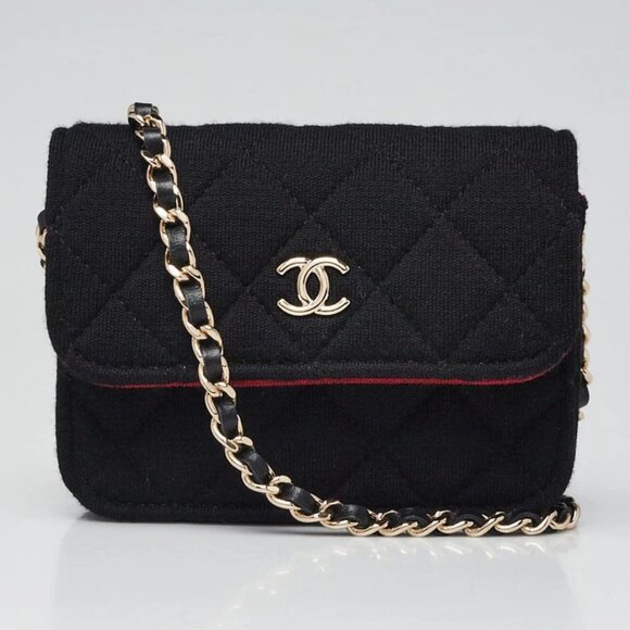 Chanel Black Quilted Jersey Fabric Mini VIP Bag - Picture 1 of 10
